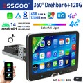 8-Kern Android 14 1 Din Autoradio GPS Navi CarPlay DAB+ 6+128G WiFi SWC FM BT5.0