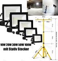 LED Fluter Flutlicht Baustrahler Scheinwerfer mit Stativ Stecker 20/30/50/100W