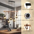 E27 Hanfseil Hängelampe Pendelleuchte Holz Wohnzimmerleuchte Esszimmerlampe DHL