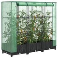 Hochbeet Gemüsebeet Pflanzkasten mit Gewächshaus-Aufsatz Rattan-Optik vidaXL
