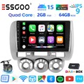 2+64G Für Honda Fit Jazz II DAB+ Carplay Android 15 Autoradio GPS NAVI WiFi RDS