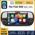 7" Android 13 Car Radio Stereo GPS Navi Wifi BT RDS for Fiat 500 2016-2019 DAB+