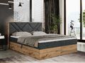 Boxspringbett GUNAR mit Eiche Holzrahmen, Multipocket-Matratze und Topper