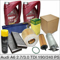 für Audi A6 4F C6 2.7 3.0 TDI 190/240 PS | Inspektionspaket Filterset + 10L 5W30