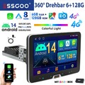 DAB+ 8-Kern Android 14 1 Din Autoradio GPS Navi CarPlay 6+128G WiFi SWC FM BT5.0