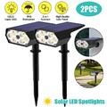 2er LED Solar Strahler RGB Solarleuchte Solarstrahler Garten Leuchte Spot IP65