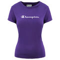 Champion Logo Short Sleeve Crew Neck Plain Purple Womens T-Shirt 105566 3506