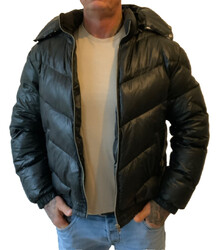 Dicke ADIDAS DAUNENJACKE XL schwarz mitt abnehmbarer Kapuze TOP ZUSTAND