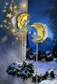LED-Gartenstecker Engel im Mond 2er-Set 72 cm aus Metall in Antik-Silber