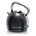 Arendo Edelstahl Wasserkocher im Retro Look | 1,7l | 2200 Watt | Matt Schwarz