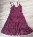 s. Oliver Damen Kleid Trägerkleid Gr. 34 Stufenkleid weinrot Baumwollmischung