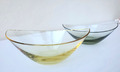 2 hervorragende Qualität Vinage 60er Jahre Kristallglas Boot Bonbon Geschirr Schalen gelb rauchig