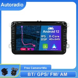 4+64G 8" Android 14 Autoradio Für VW GOLF 5 6 Passat Touran Polo Carplay DVD DAB