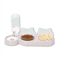 Katzennapf Set 3 in 1 Futternapf Wassernapf Haustier graues Kunststoff