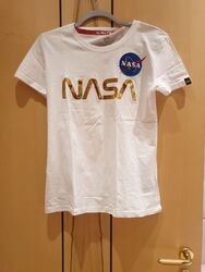NASA-T-SHIRT in GRÖßE M mit GOLDENER, SPIEGELNDER SCHRIFT und LOGO!!!!