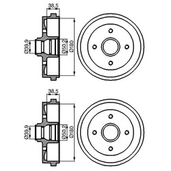 2X BOSCH 180mm BREMSTROMMELN HINTEN PASSEND FÜR AUDI 50 80 COUPE SEAT AROSA