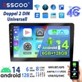 Autoradio 2 DIN 6+128G Android 14 8Kern Carplay GPS Navi SWC Bluetooth WIFI 4G