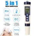 Digitales PH Messgerät,5-in-1 Wassertester PH/TDS/EC/Salzgehalt/Temp Messgerät