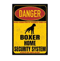 Boxer deutscher Dog Schild Danger Security System Türschild Hundeschild Warnschi