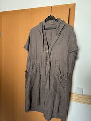 Bluse Blusenjacke 1/2 Arm Größe L aus Leinen Graubraun