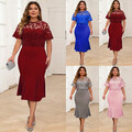 Übergröße Damen Abendkleid Partykleid Elegant Kurzarm Ballkleid Cocktailkleid DE