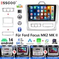 Android 13 9" Autoradio 4+64G Carplay Für Ford Focus II MK2 2004-2011 GPS Kam BT