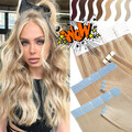 DICK Tape In Remy Echthaar Extensions 40 Tressen Haarverlängerung Russisch Blond