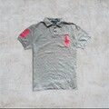 RALPH LAUREN Polo Shirt Herren | Grau mit rotem Logo | Größe S | Big Pony | 3
