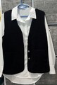 weiße langarm Bluse mit schwarzer Webpelz Weste Gr. L