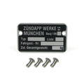 Typenschild Rahmen Blanco mit 4x Kerbnagel für Zündapp Combinette C KS M 196x