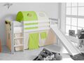 Spielbett Hochbett Kinderbett Kinder Bett mit Rutsche 90x200 cm + Vorhang