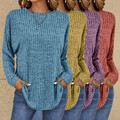 Tunika Pullover Tops Tees Bluse T-Shirt Langarm Gerippt Casual Baggy Damen ≌