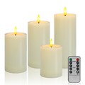 4er Set LED Echtwachs Kerzen flammenlose Kerzen mit Fernbedienung Timer Funktion