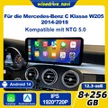 12,3" Android 14 Display GPS Navi CarPlay Mercedes C/GLC/V/X W205 Autoradio WIFI