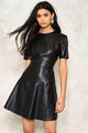 Bestselleres neues Damen-Lederkleid schwarz paniert Lederkleid Skaterkleid