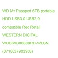 WD My Passport 6TB portable HDD USB3.0 USB2.0 compatible Red Retail WESTERN DIGI