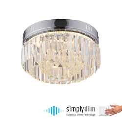 LED Deckenleuchte Kristall rund Chrom hochwertig dimmbar warmweiß mit Prismen