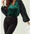 Bluse Smaragdgrün Gliter Gr. 36 von Shein Neu Ungetragen Top Zustand
