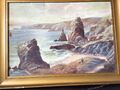 19. Jahrhundert Oil on Canvas Kynance Cove Cornwall signiert von Künstler
