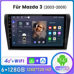 128G Für Mazda 3 2004-2009 9" Android Autoradio GPS Navi BT WIFI Carplay SWC DAB