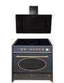 Gurari GCH E 912 BL r Retro Elektro Standherd 90 cm+Dunstabzugshaube 90 cm
