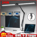 LED Schreibtischlampe Tischlampe Doppelkopf Leselampe Büroleuchte Dimmbar Klemm.