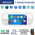 Für Fiat 500 2007-2015 Android14 Apple Carplay Autoradio GPS NAVI 4+64G WIFI RDS