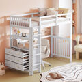 Hochbett 90x200cm Holzbett Kinderbett Jugendbett mit 6 Schubladen, Lattenrost