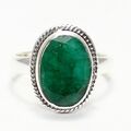 925 Sterlingsilber Natürlicher Smaragd Ring Geburtsstein Ring Handmade Schmuck