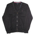 TOMMY HILFIGER Damen Cardigan Schwarz V-Ausschnitt Eng Gestrickt XL