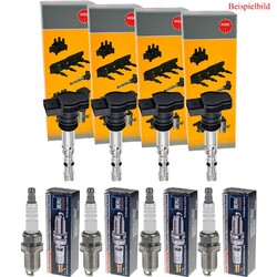 4x NGK Zündspule + BERU Zündkerze für VW Polo 6R 6C 1.2 TSI 16V Skoda Fabia