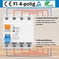 Fehlerstromschutzschalter FI-Schalter 4-Polig / 40 A / 30 mA