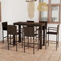 Gartenbar Set 7-tlg. Poly Rattan Braun Gartentheke Bartisch Barhocker vidaXL