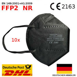 FFP2 Maske Mundschutz Masken Atem Schutz 5-lagig CE zertifiziert steriel SCHWARZ⭐⭐⭐⭐⭐ DE HÄNDLER ✅ EINZELN VERPACKT ✅ SOFORT LIEFERBAR✅
